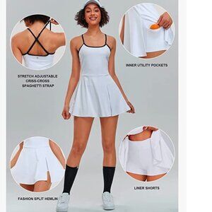Tennis Golf Dress with Shorts Pockets Sleeveless Workout Sports, XXXL
